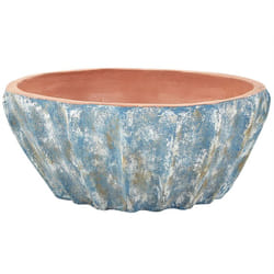 Beliani - Pot de Fleurs Traditionnel en Terre Cuite Ovale 51 cm Extérieur Intérieur Bleu Ostrya