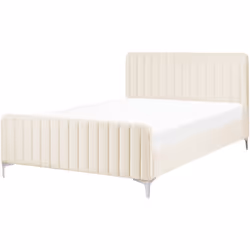 Lit deux places avec sommier à lattes. Aménagez votre chambre à coucher avec ce cadre de lit rembourré et appréciez l'ambianc ...