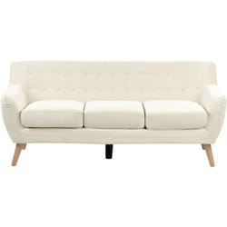 Beliani - Canapé Moderne 3 Places avec Dossier Capitonné en Tissu Beige Clair Motala
