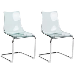 Lot de 2 Chaises Moderne en Plastique Salle à Manger Transparent Noir Marshall