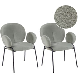 Lot de 2 Chaises en Bouclé Salle à Manger Siège Arrondi Rembourrées Vert Ely