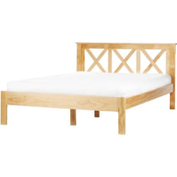 Beliani - Lit Double Moderne 140 x 200 cm en Bois Cadre de Lit Lattes Bois Clair Tannay
