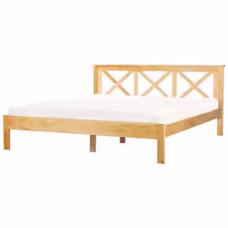 Lit avec sommier Bois de pin TANNAY 180 x 200 cm Marron clair