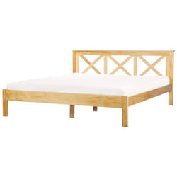 Lit avec sommier Bois de pin TANNAY 180 x 200 cm Marron clair