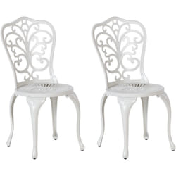 Beliani - Lot de 2 Chaises de Jardin Vintage Aluminium Salle à Manger Meubles d'Extérieur Blanc Cassé Triora