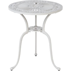 Beliani - Table de Balcon Vintage en Aluminium d'Extérieur 61 cm Ronde Blanc Cassé Dascio