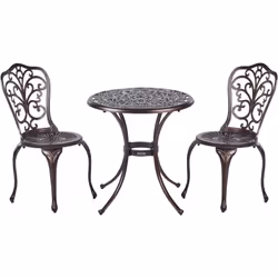 Table et chaises d'extérieur d'inspiration vintage. L'ensemble bistrot en métal d'inspiration vintage comprend deux chaises a ...