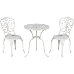 Beliani - Ensemble de Balcon en Métal Jardin Extérieur Table et Chaises Blanc Cassé Triora/Dascio