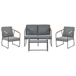 Ensemble de salon de jardin avec table 4 places VEZZANA Métal Gris