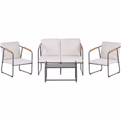 Ensemble de jardin industriel avec table basse. Cet élégant ensemble de jardin se compose de deux fauteuils, d'un canapé deux ...