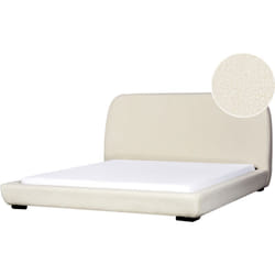 Beliani - Lit Double en Bouclé 180 x 200 cm Rembourré Sommier Cadre de Lit Lattes Beige Roisel