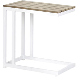 Table d'Appoint de Jardin Bois Plastique Meuble d'Extérieur Cadre Blanc Messina