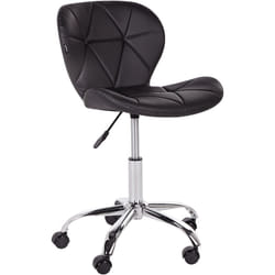 Beliani - Fauteuil de Bureau Pivotant Réglable Base Argentée Siège en Cuir pu Noir Valetta