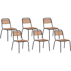 Beliani - Lot de 6 Chaises de Jardin Rustique en Bois d'Acacia Clair avec Structure en Aluminium Vallese