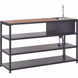 Meuble de cuisine de jardin avec plateau en bois. Cet îlot de cuisine moderne et élégant vous permettra de profiter pleinemen ...