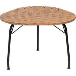 Table de Jardin en Bois d'Acacia Clair 110 cm avec Pieds en Métal Salle à Manger Varenna