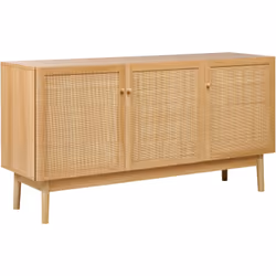 Armoire avec façades en rotin. Ce buffet exquis à trois portes, fabriqué à partir de panneaux de particules de haute qualité  ...