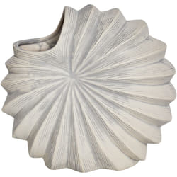 Beliani - Vase à Fleurs Décoratif Imperméable en Grès Effet Vieilli Blanc Scup