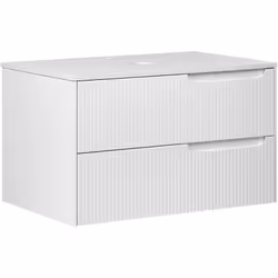 Meuble de lavabo suspendu avec tiroirs. Ce meuble de salle de bains élégant et contemporain offre un vaste espace de rangemen ...