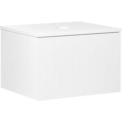 Beliani - Meuble de Salle de Bain Suspendu 60 x 52 cm Mural Cannelé Blanc Alzira