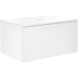 Beliani - Meuble de Salle de Bain Suspendu 80 x 52 cm Mural Cannelé Blanc Alzira