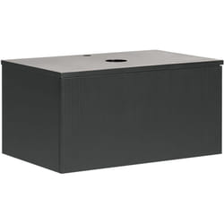 Meuble de Salle de Bain Suspendu 80 x 52 cm Mural Cannelé Noir Alzira