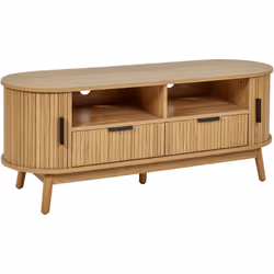 Meuble TV avec porte coulissante. Complétez votre intérieur avec ce meuble TV qui allie un design traditionnel à une touche d ...