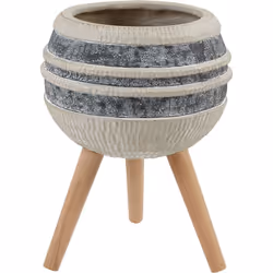 Pot de fleurs avec support en bois. Ajoutez une touche de charme à votre espace avec ce pot de fleurs magnifiquement peint à  ...