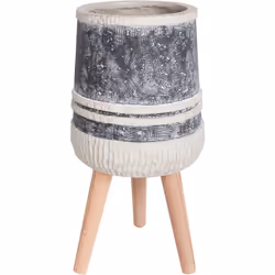 Pot de fleurs avec support en bois. Ce pot de fleurs magnifiquement peint à la main donnera du charme à votre intérieur. Les  ...