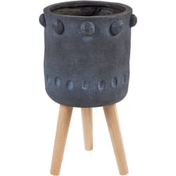 Beliani - Pot de Fleurs Industriel Support en Bois Magnésium Jardinière Gris Graphite Brunnera