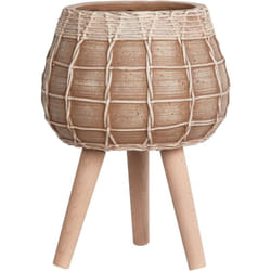 Beliani - Pot de Fleurs Boho en Magnésium Support en Bois Jardinière Marron Clair Darmera