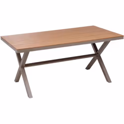 Table d'extérieur en métal. Dotée d'une finition de teinte taupe, cette table moderne est conçue pour résister aux intempérie ...