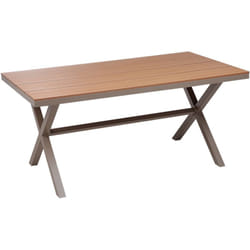 Table de Jardin 6 Places Résistante aux Intempéries Extérieur Patio en Métal Aluminium Taupe Tiano