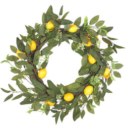 Beliani - Couronne de Porte Artificielle Fleurs Décorative 50 cm Faite à la Main Vert Lenrun