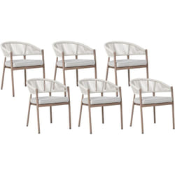 Lot de 6 Chaises de Jardin en Métal Aluminium Empilable Extérieur Patio Terrasse Bois Foncé et Taupe Flavia