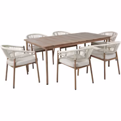 Ensemble table et chaises pour l'extérieur. Cet élégant ensemble de salle à manger de jardin, composé d'une table raffinée en ...