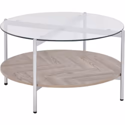 Table décorative d'appoint. Cette élégante table basse ronde est dotée d'un plateau en verre trempé posé sur un élégant cadre ...