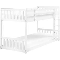 Lit Superposé en Hauteur Chambre d'Enfant 90 x 200 cm en Bois d'Hévéa Blanc Lazer