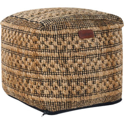 Beliani - Pouf Ottoman Carré en Jute et Coton avec Pompons Remplissage Billes eps salon en Jute et Coton Beige Mabula