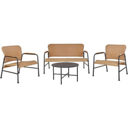 Beliani - Ensemble de Jardin en Rotin pe 4 Places avec Canapé et Fauteuils Table Basse Structure en Acier et Pied Noir Ofanto