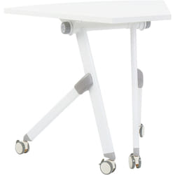 Bureau Pliant d'Angle Moderne avec Roulettes 90 x 64 cm Cadre Métallique Blanc Bendi