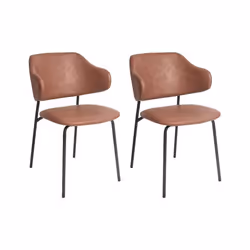 Lot de 2 chaises de salle à manger KENAI Cuir PU Marron