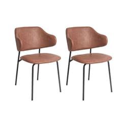 Lot de 2 chaises de salle à manger KENAI Cuir PU Marron