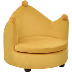 Beliani - Fauteuil en Velours en Forme de Couronne avec Accoudoirs Meubles Chambre Enfant Jaune Vega
