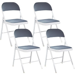 Lot de 4 Chaises en Métal Pliantes Cadre Blanc et Dossier Gris Foncé Sparks