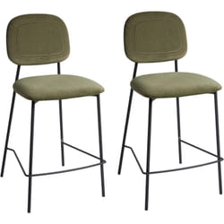 Beliani - Lot de 2 Chaises Moderne en Velours Rembourré Salle à Manger Base Fer Noir Vert Olive Duette