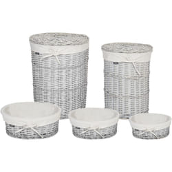 Beliani - Lot de 5 Paniers Moderne en Saule Corbeilles à Linge Blanc Vakari