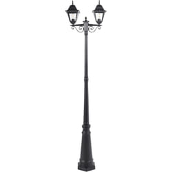 Lampe d'Extérieur Vintage à 2 Lumières Jardin Éclairage de Chemin en Aluminium Noir Abat-jour Verre Lemro