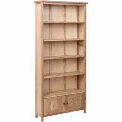 Bibliothèque rustique avec compartiment de rangement. Cette bibliothèque en bois massif ajoute un caractère rustique à n'impo ...