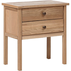 Table de Chevet Rustique 2 Tiroirs Meubles de Rangement Bois Clair Salton